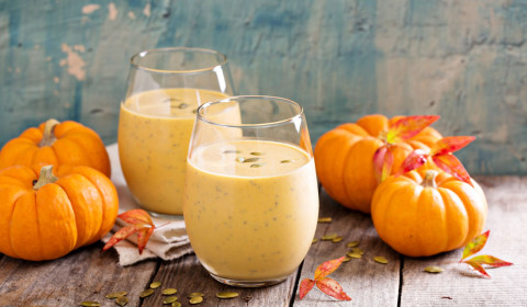 Pumpkin smoothie made with cold brew coffee