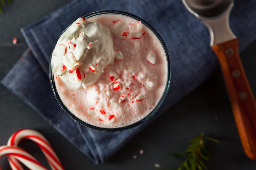 Holiday peppermint smoothie with cold brew coffee