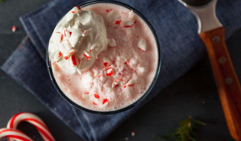 Holiday peppermint smoothie with cold brew coffee