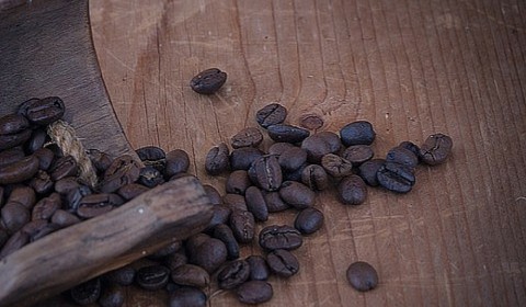 A photo of coffee beans on a table